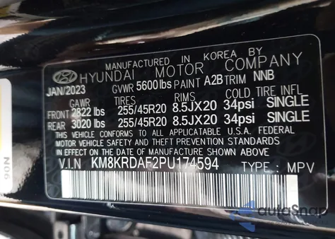 2023 Hyundai Ioniq 5 Limited z USA, uszkodzony, nr VIN KM8KRDAF2PU174594